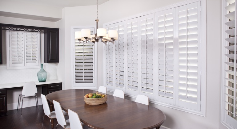 plantation shutters in Dallas dining room